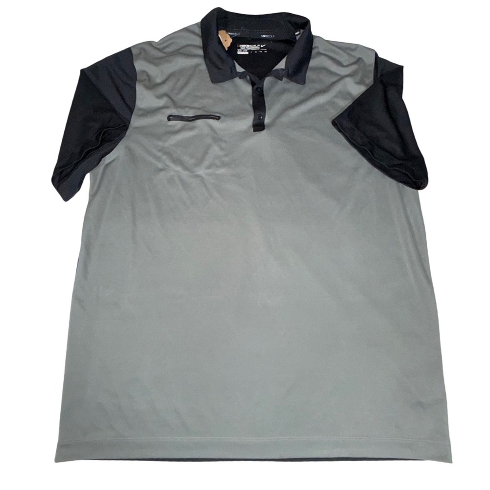 Nike Golf Tour Performance Men's 2XL Gray Black Dri-FIT Colorblock Polo